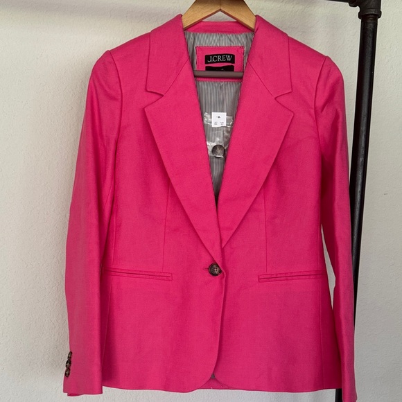 J. Crew : Parke Blazer in Bright Pink Stretch Linen Blend - Size 0 - Picture 5 of 15